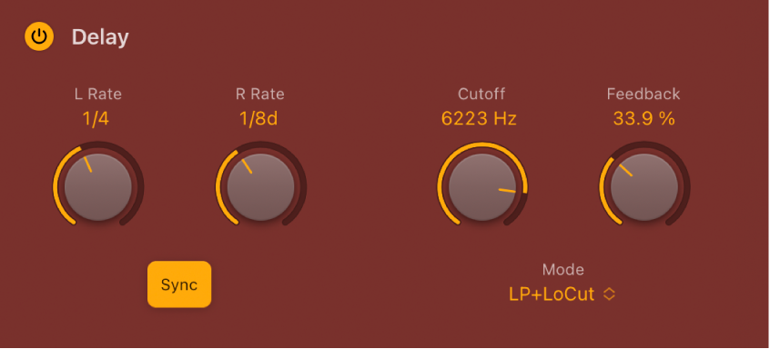 Figure. Step FX Delay parameters.