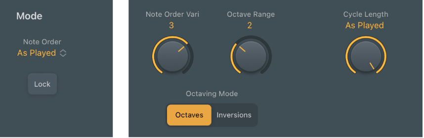 Figure. Arpeggiator Note Order parameters.