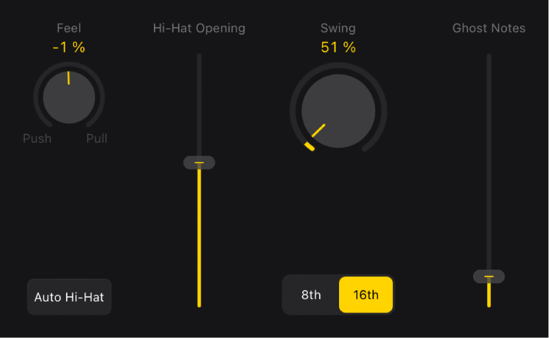 Figure. Details for acoustic drum performance settings.