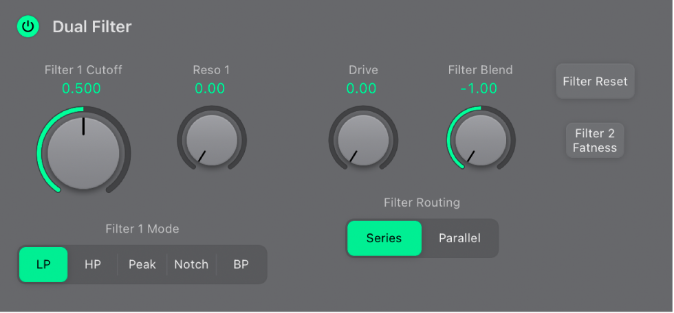 Figure. Filter parameters.