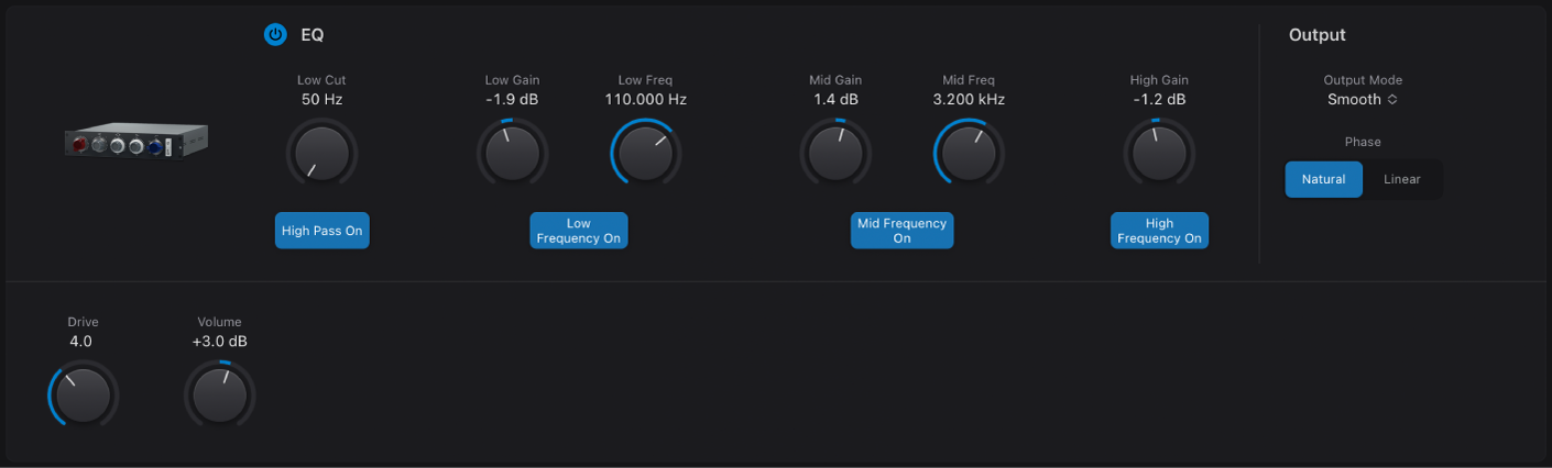 Figure. Vintage Console EQ window.