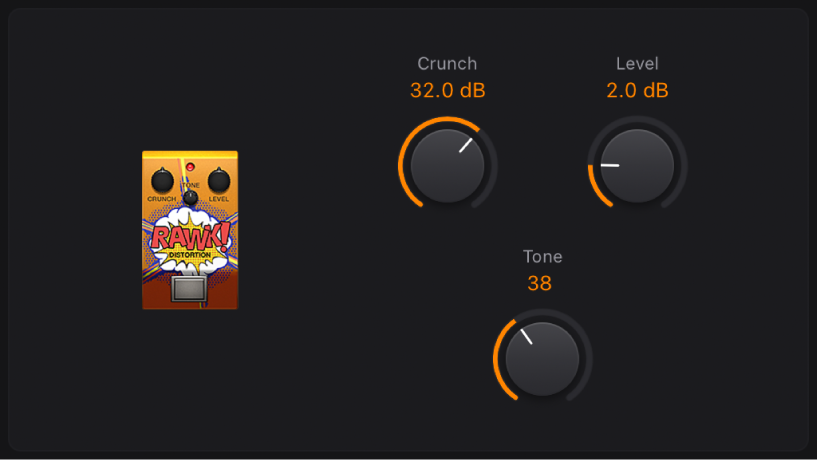 Figure. Rawk ! Fenêtre stompbox Distorsion.