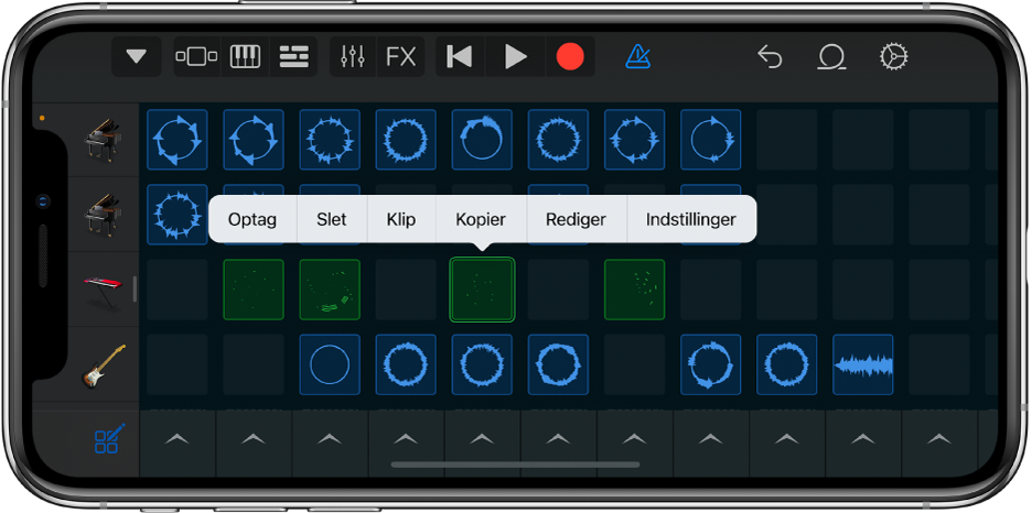 Figur. Live Loops-net med celleredigering slået til.