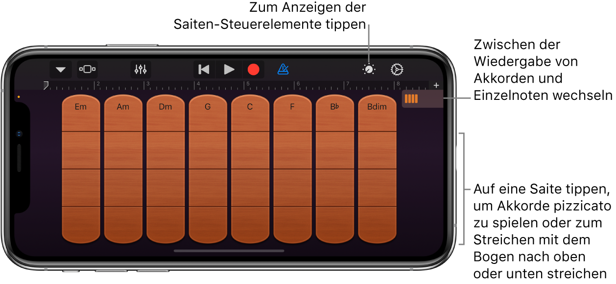 Touch-Instrument „Strings“