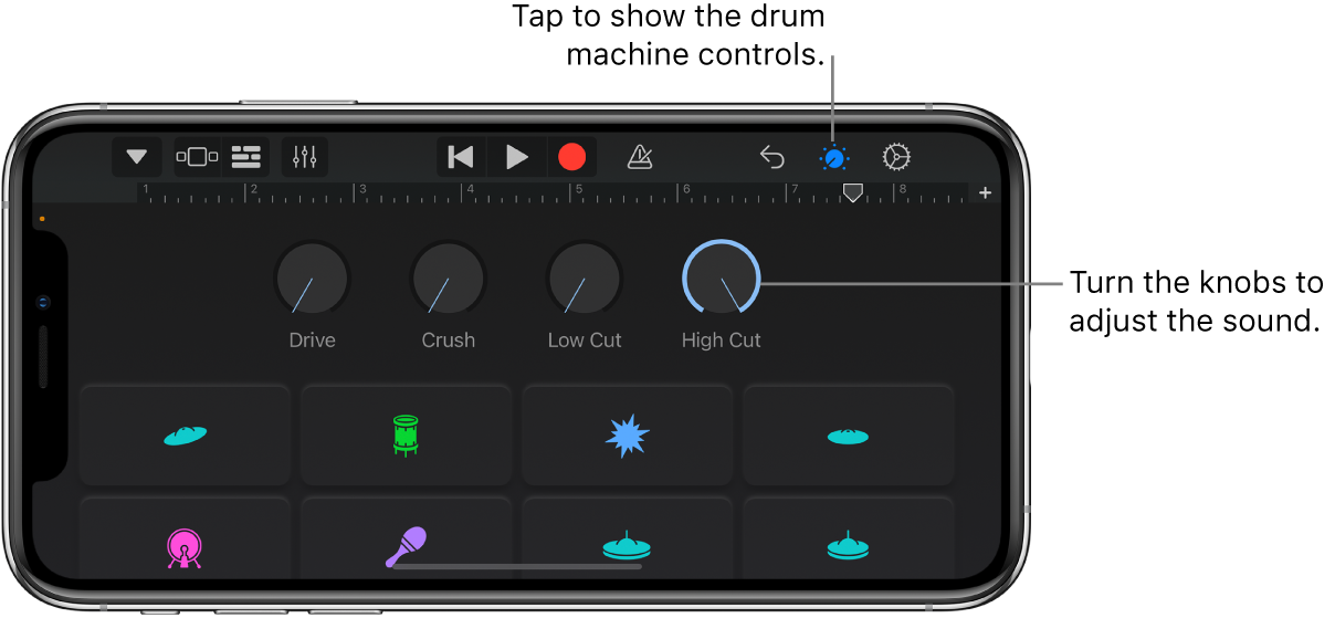 Electronic drum kit controls