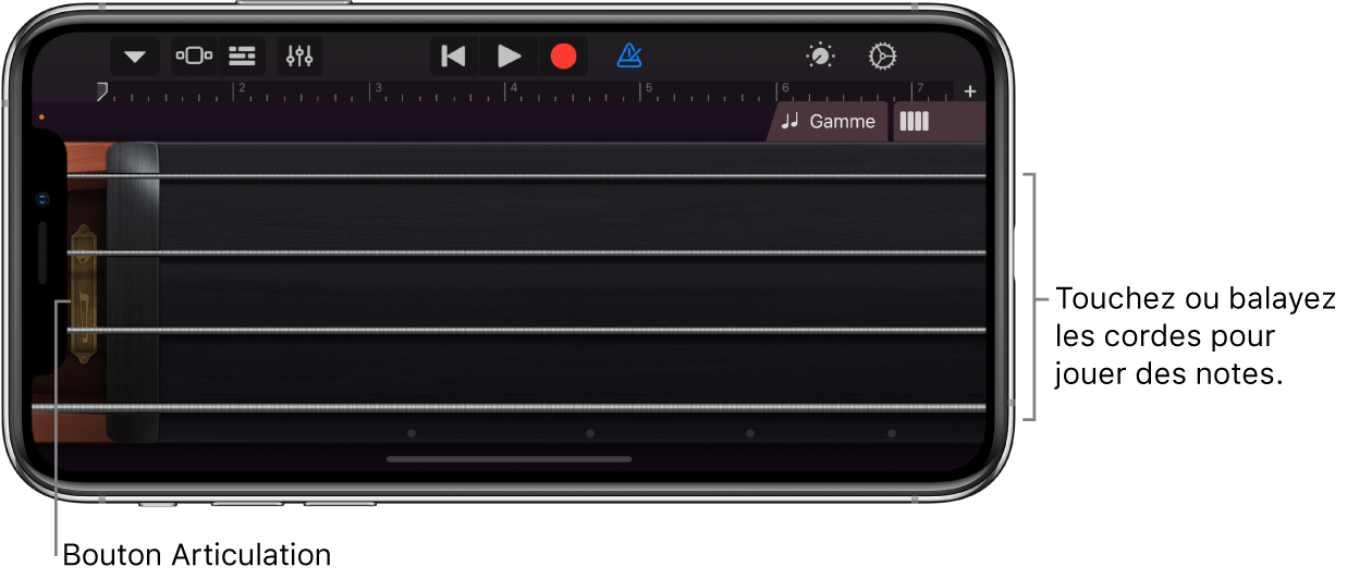 La vue Notes sur l’instrument tactile à cordes