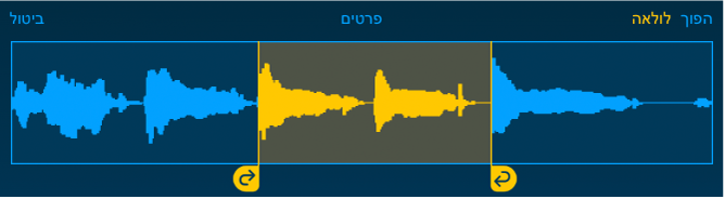 קטע השמע שבין הידית השמאלית לידית הימנית של הלולאה מתנגן בלולאה.