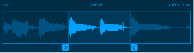 גרור/י את הידיות הכחולות כדי לחתוך את ההתחלה או הסוף של הדגימה.