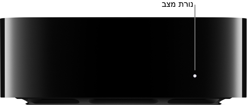 Apple TV עם סימון של נורית המצב