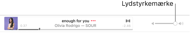 Mærket til justering af lydstyrke.