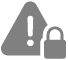 an exclamation mark inside a triangle with a lock