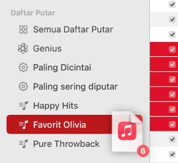 Album sedang diseret ke daftar putar. Daftar putar disorot.