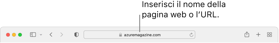 Il campo di ricerca smart al centro della barra degli strumenti di Safari.