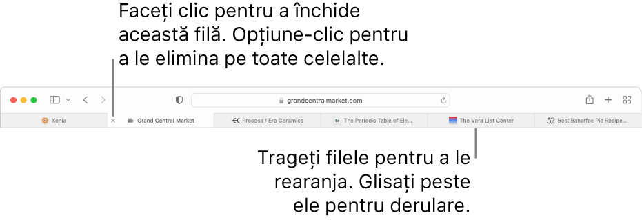 Fereastră Safari cu file.