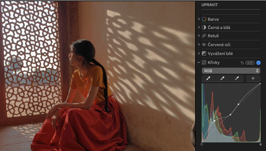 Fotografie po úpravě křivek