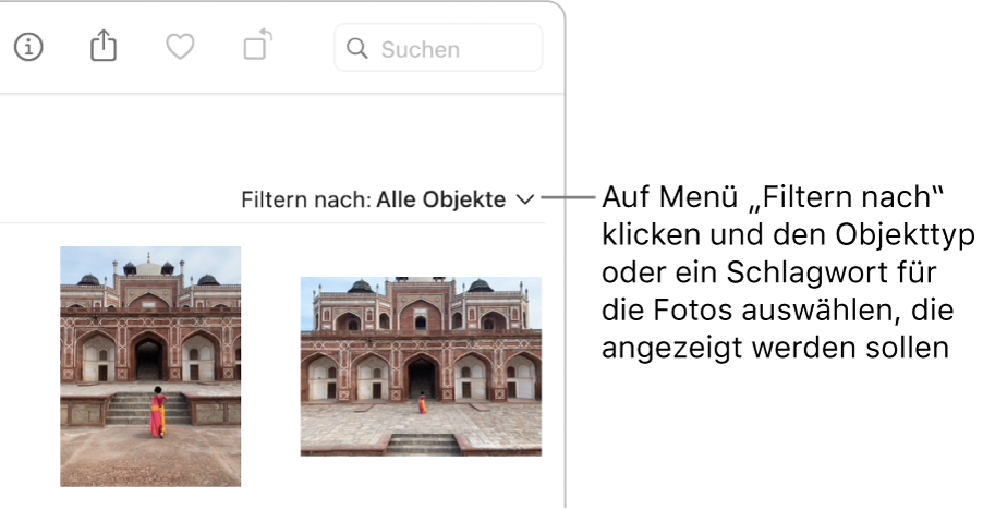 Das Einblendmenü „Filtern nach“ mit der ausgewählten Option zum Anzeigen aller Objekte.