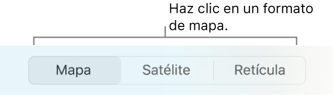 Botones Mapa, Satélite y Retícula.