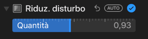 Il cursore “Riduzione disturbo” nel pannello Regola.