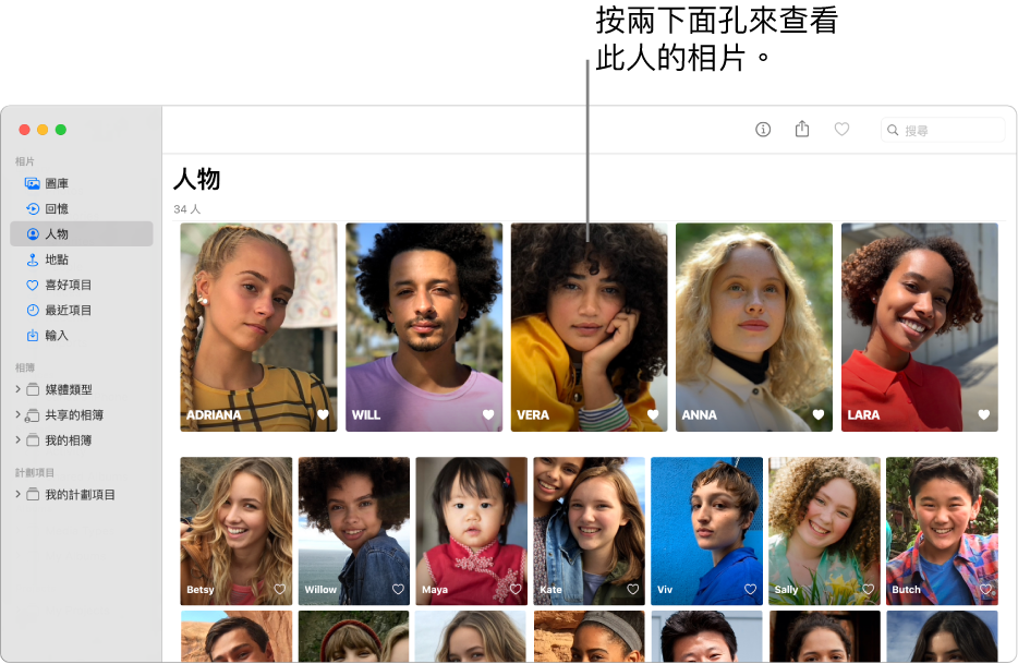 「人物」相簿中的面孔。