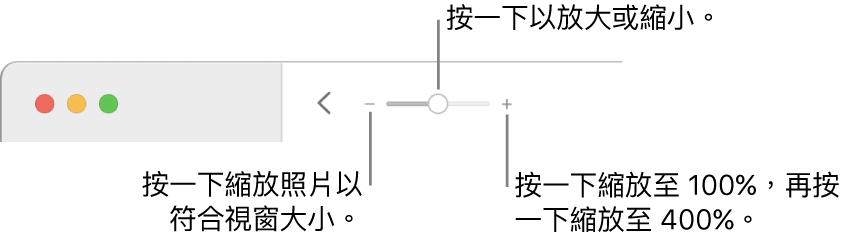 顯示縮放控制項目的工具列。