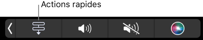 Bouton Actions rapides dans la Control Strip de la Touch Bar.