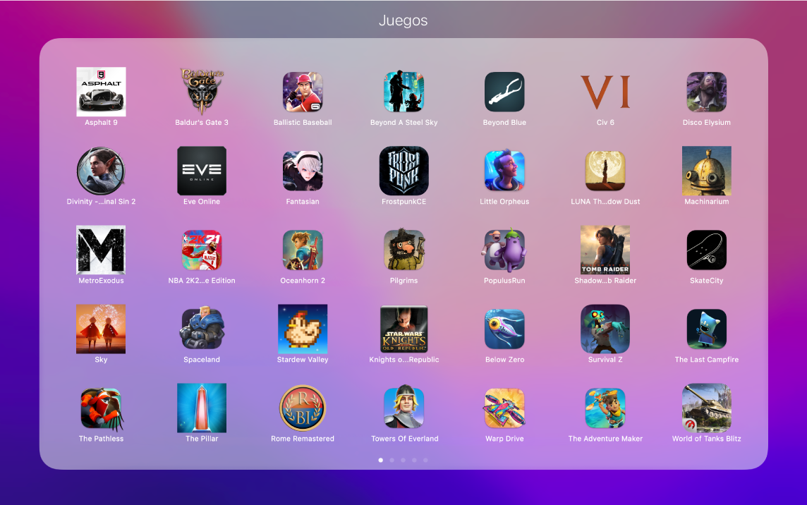 Apps de juegos en Game Center.