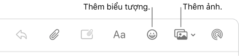 Một cửa sổ soạn thư đang hiển thị các nút biểu tượng và ảnh.