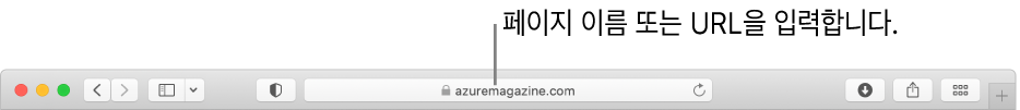 Safari 도구 막대 가운데에 있는 스마트 검색 필드.