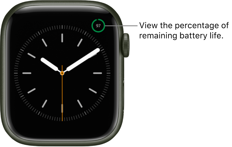 Watch face showing the battery percentage complication in the top-right corner.