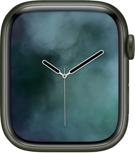 The Vapor watch face showing an analog clock in the middle and vapor around it.