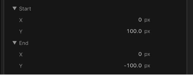 The Start and End value sliders for controlling the start and end positions of the gradient