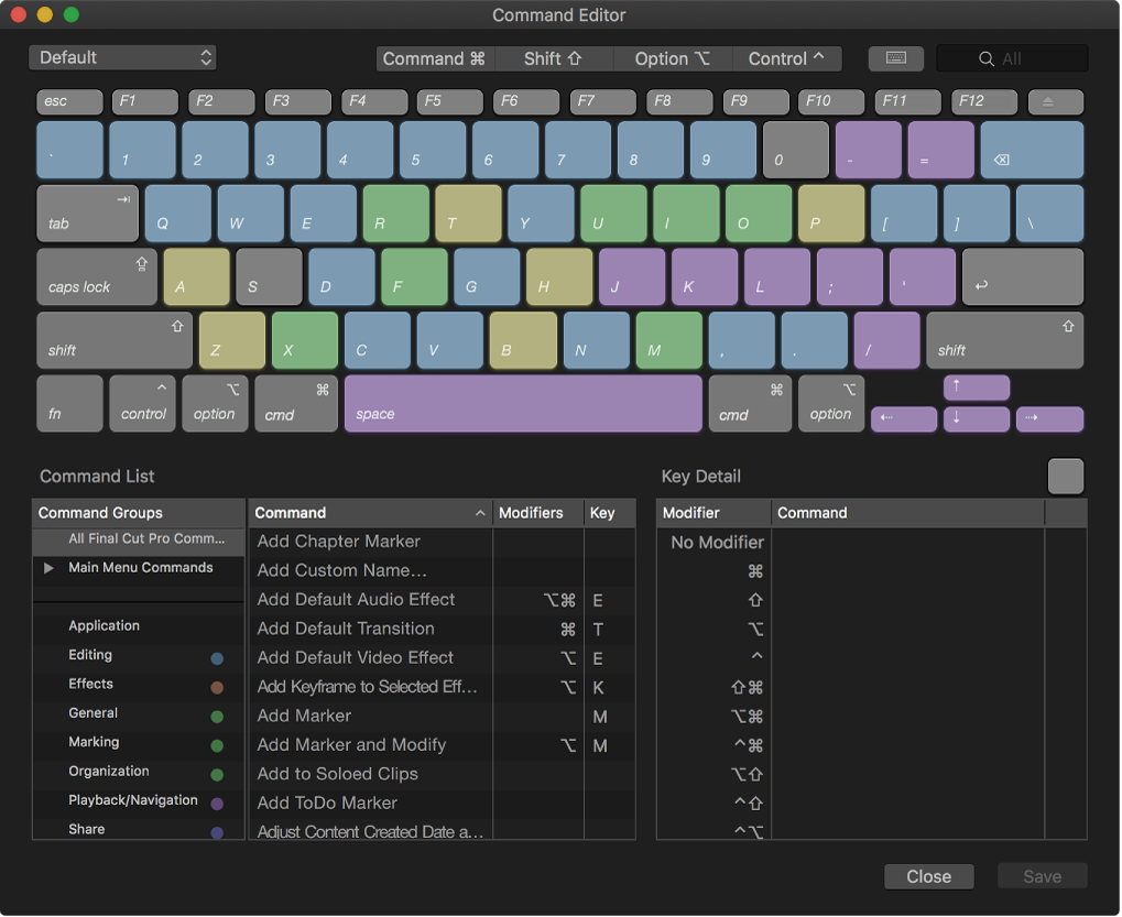 The Command Editor window