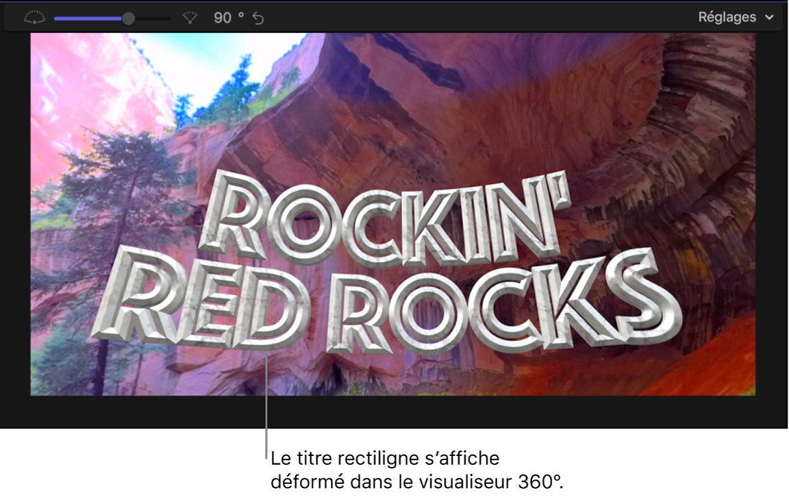 Titre rectiligne déformé dans le visualiseur 360°