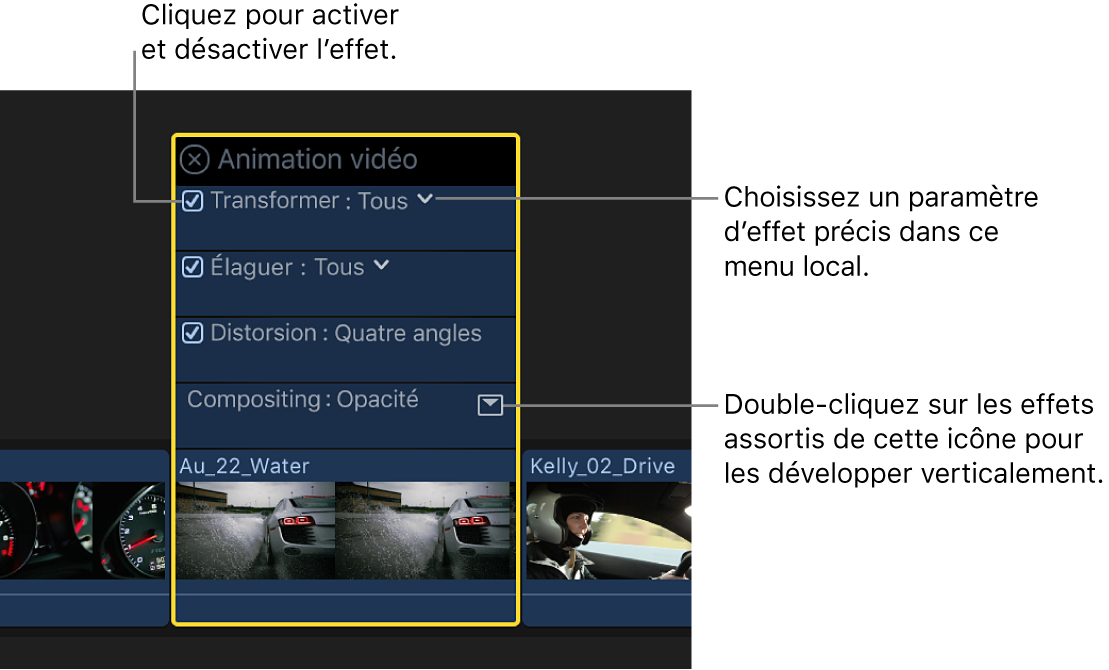 Effets dans l’éditeur d’animation vidéo