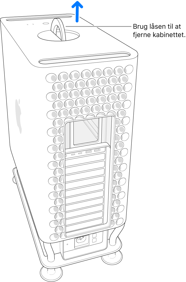 Kabinet trækkes opad og væk fra computeren.