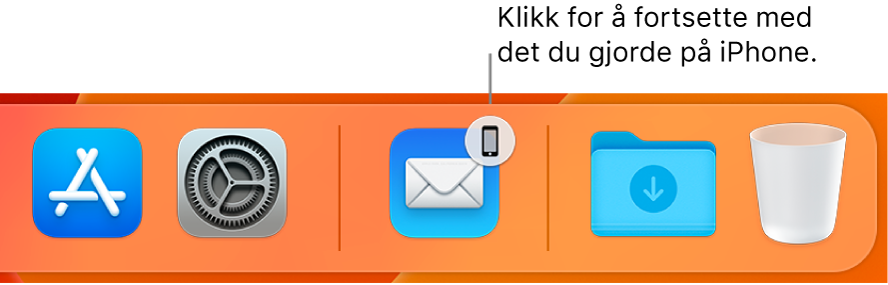 Handoff-symbolet vises i Dock.