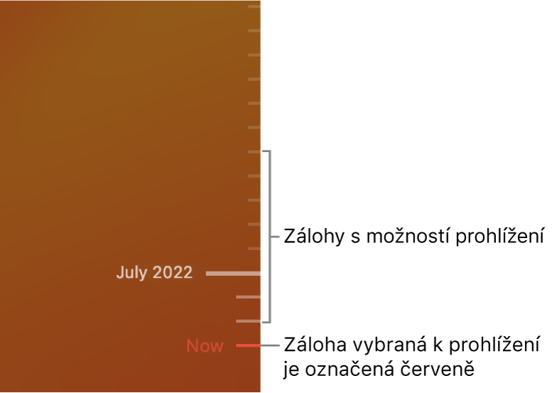 Časová osa záloh Time Machine