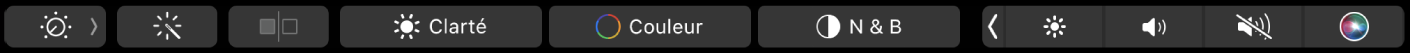 Touch Bar affichant les boutons d’édition des photos : recadrer, appliquer des filtres, ajuster et apporter des retouches, ainsi que le bouton permettant d’accéder à plus d’options.