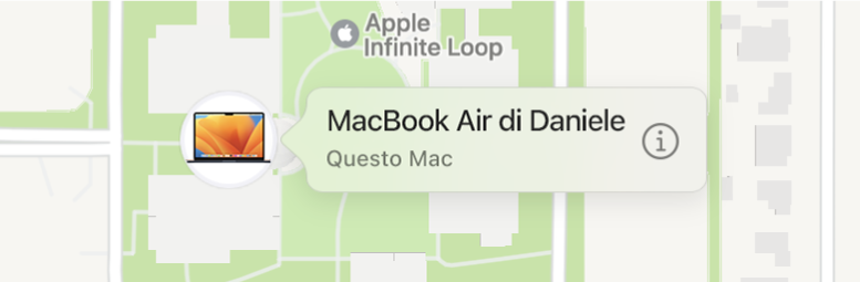 Primo piano dell'icona Informazioni di MacBook Air di Daniele.