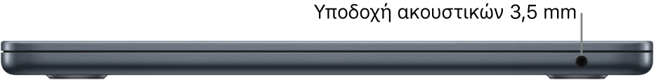 Η προβολή της δεξιάς πλευράς ενός MacBook Air, με επεξήγηση για την υποδοχή ακουστικών 3,5 χλστ.