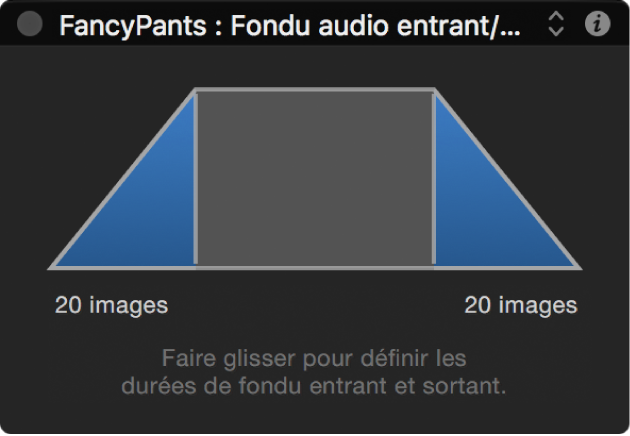 Palette affichant les commandes de comportement Fondu audio entrant/sortant