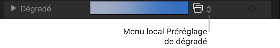 Commandes de dégradé réduites dans un inspecteur