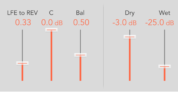 The Space Designer output controls for stereo and surround modes.