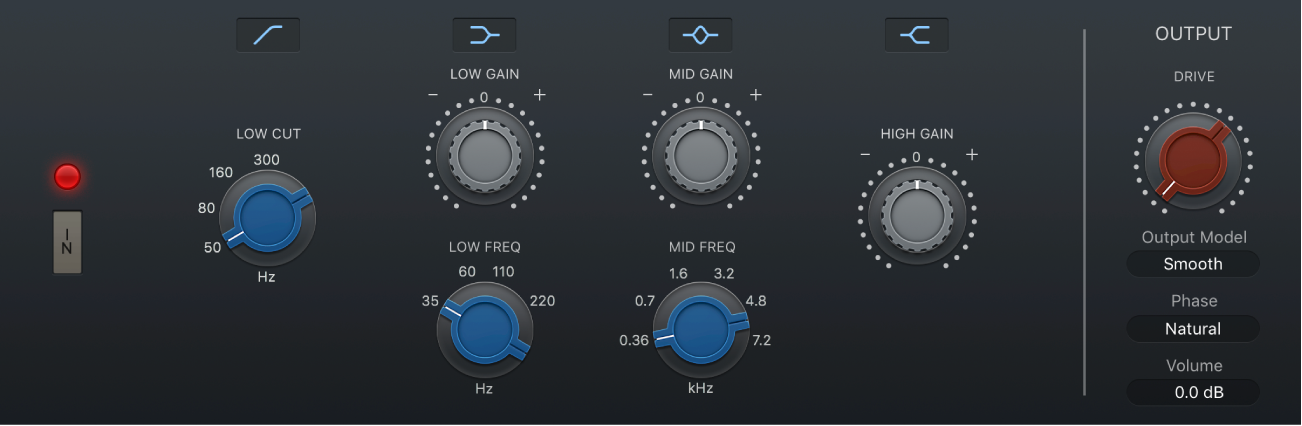 The Vintage Console EQ window.