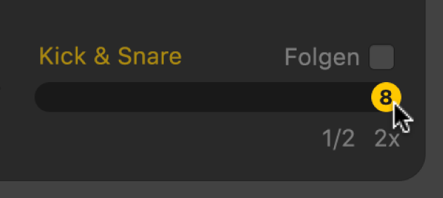 Abbildung. Auswählen der Doubletime-Variation für Kick und Snare
