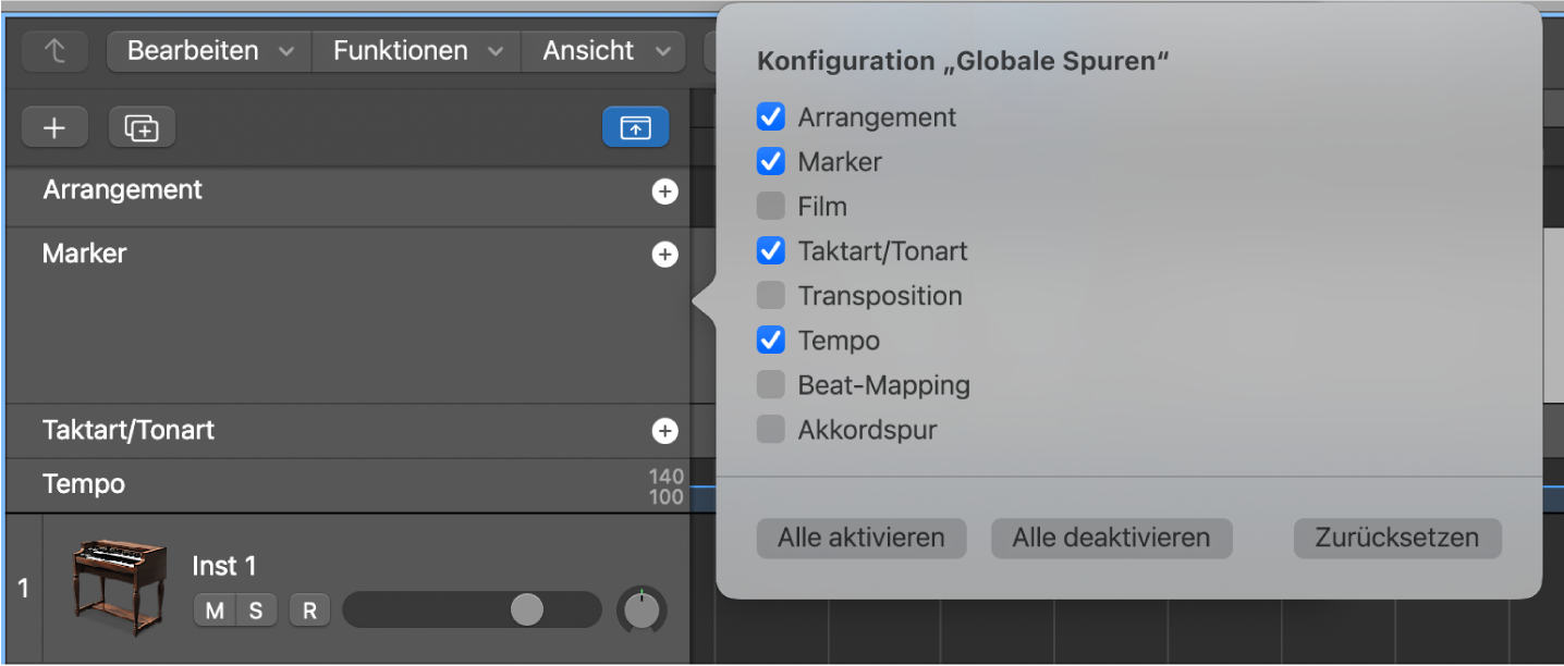 Abbildung. Dialogfenster „Konfiguration Globale Spuren“