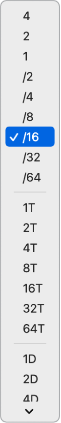 Step Sequencer Step Rate pop-up menu open, showing choices.