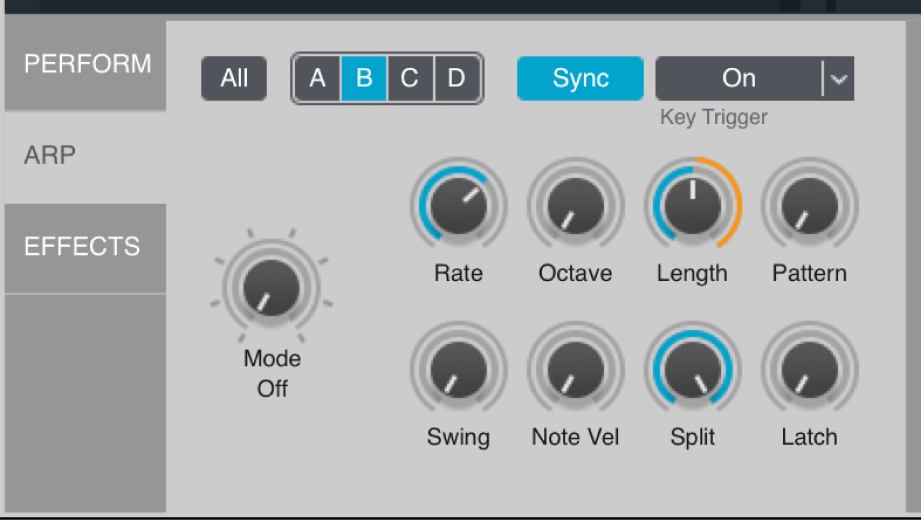 Figure. Basic arpeggiator parameters.