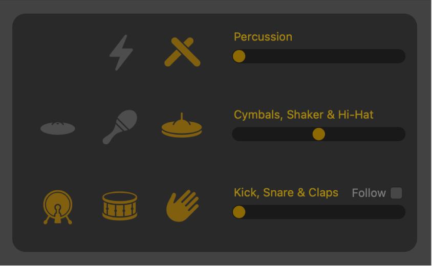 Figure. Drummer Editor showing electronic pattern variation controls.