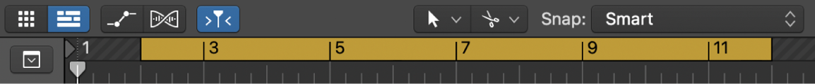 Figure. Cycle mode on, showing cycle area in the ruler.